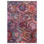 Safavieh - Safavieh Monaco Collection MNC224 Rug, Pink/Multi, 4' X 5'7" - Free-spirited and vibrantly colored, the Safavieh Monaco Collection imparts boho-chic flair on fanciful motifs and classic rug designs. Contemporary decor preferences are indulged in the trendsetting styling and addictive look of Monaco. Power-loomed using soft, durable synthetic yarns creating an erased-weave patina that adds distinctive character to room decor.