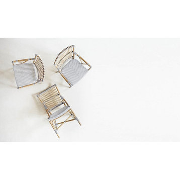 Monique Rattan Bistro Side Chair - White with Cappuccino Dots