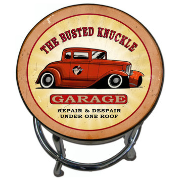 Busted Knuckle Garage Stool, Hotrod Graphic