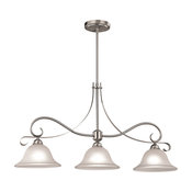 Brighton 3-Light Island Light, Brushed Nickel With White Glass