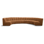 Meridian Furniture - Infinity Channel Tufted Velvet Modular Chair, Saddle, 7 Piece - Create a seating group that works for every possible situation with this Infinity modular 7-piece sectional and other pieces in the Infinity collection. Upholstered in soft Saddle velvet material that feels great against the skin and offers long-wearing beauty, this piece fits with other Infinity items for an infinite number of combinations that get your seating requirements just right but that look just as nice when used on their own.