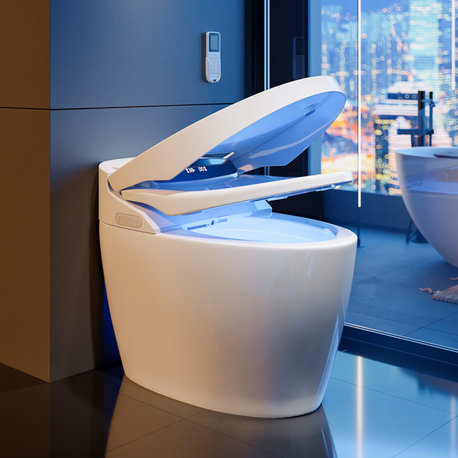 Modern Smart One-Piece 1.28 GPF Floor Mount Automatic Toilet & Bidet with Seat, White, Automatic