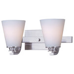 Maxim Lighting International - Conical 2-Light Bath Vanity Sconce - Brighten up your powder room with the classic Conical Bath Vanity Fixture. This 2-light vanity fixture is beautifully finished in unique color with glass shades to match your existing hardware. Whether hung over a pedestal sink or a full vanity, this fixture illuminates your space and sheds light on your morning and nightly routines.