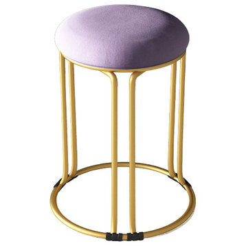 Nordic Suede and Leather Stacked Dining Round Stool, Purple, Suede