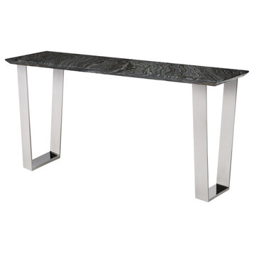 Catrine Console Table, Black Wood Vein Marble