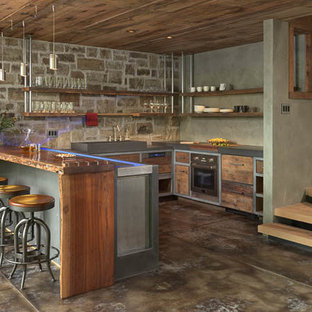 75 Beautiful Kitchen With Distressed Cabinets And Concrete