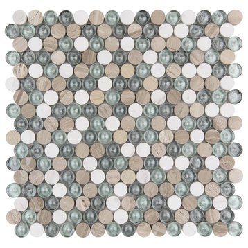 12"x12" Field of Buttons Imagination Mosaic, Set Of 4, Glenaiden