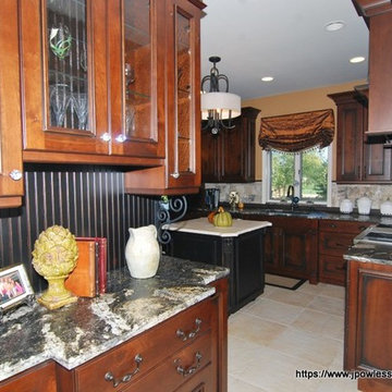 Kitchen Knotty cherry with black wrought iron accents