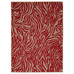 Nourison - Nourison Aloha Zebra Animal Print Indoor Outdoor Patio Rug, Red, 5'x8' - Bold and exotic, this zebra-inspired design radiates a straightforward sophistication thanks to its contemporary two-tone color palette of red and beige. This graphic indoor/outdoor rug will arouse your animal instincts. Created from premium stain-resistant fibers for long wear, low maintenance, and a splendid texture.