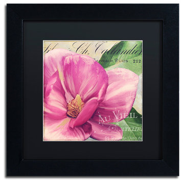Color Bakery 'Pink Magnolia II' Art, Black Frame, Black Matte, 11"x11"