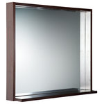 Fresca - Allier Mirror With Shelf, Wenge Brown, 30" - Add style and function to your bathroom. This attractive rectangular mirror is sleek and stylish with clean lines and a retro feel. The glass is recessed from the frame which creates a bordered effect on the top and sides. The ledge shelf along the bottom of this lovely mirror offers an optional spot to hold a soap dispenser, decorative accent or any essentials that you'd like to keep close at hand. This bathroom mirror with shelf has a solid construction and a rich Wenge brown finish. It measures 30 in width and is 31.5 in lengthjust perfect for taking a quick glance before you head out the door in the morning.