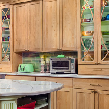 Artisan European-Style Transitional Kitchen |Natural Maple & Sage Green Accents