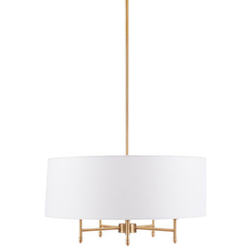 Hampton Hill Presidio 5-Light White Drum Shade Chandelier White/Gold