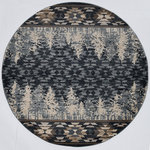KAS - KAS Chester 5636 Pines Tropical Rug, Slate Blue, 7'10"x7'10" Round - Let's bring nature indoors! Chester is a machine woven collection designed of updated and trendy lodge looks in today's colors. Youre sure to enjoy the feel of the woodsy outdoors in the comfort of your home! These rugs are made in Turkey of 100% polypropylene and have a pile height.
