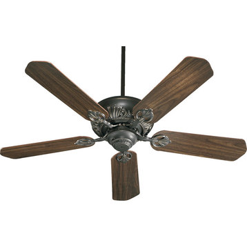 Chateaux Transitional Ceiling Fan, Old World, Rosewood, Walnut, 52"