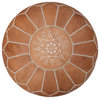7 Colors Handmade Moroccan Ottomans, Genuine Leather Poufs, Natural Tan