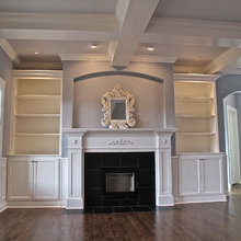 Fireplaces flanked by bookcases
