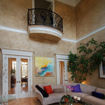 Two Story Living Room with faux painted walls