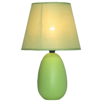 Simple Designs Mini Egg Oval Ceramic Table Lamp, Green