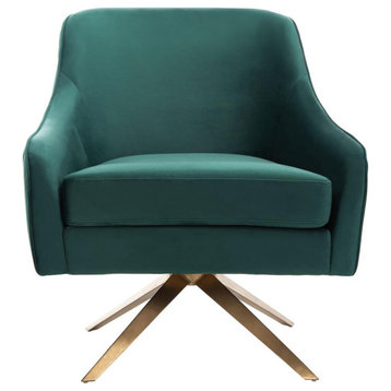 Leyla Channeled Velvet Accent Chair, Emerald