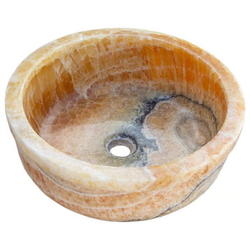 Natural Stone Honey Onyx Drop-in Vessel Sink Polished (D)16" (H)6"