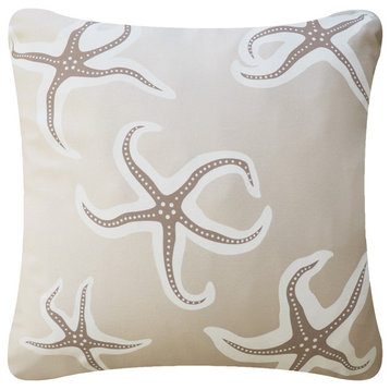 Starfish Eco Coastal Throw Pillow Cover, Beige/Taupe