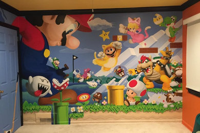 Mario Wall and extreme sports boys bedroom