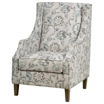 Comfortable Accent Chair, Cushioned Seat With Sloped Arms, Nailhead Trim, Slate