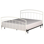Hillsdale Furniture - Hillsdale Julien King Metal Bed With Metal Frame - Simplicity at its finest, the Hillsdale Julien king-size bed combines gentle arches with straight lines to create a clean silhouette with a strong presence.  Constructed of sturdy metal, its understated style and textured white finish ensure this bed fits nicely with any decor.  A set of extensions is included with each carton to heighten the panel to a headboard to make a complete bed design.  The included metal bed frame completes your twin size bed construction.  Box spring and mattress not included.  Assembly required.