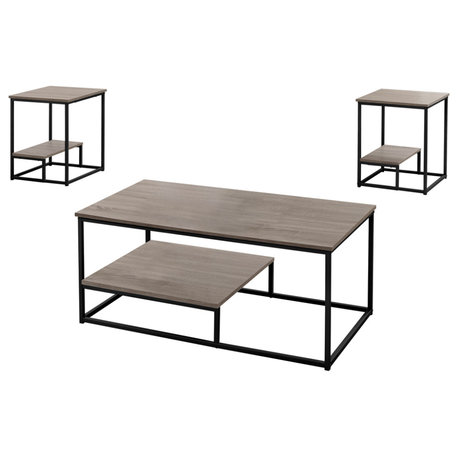 Dark Taupe Black Metal Table Set - 3Pcs Set