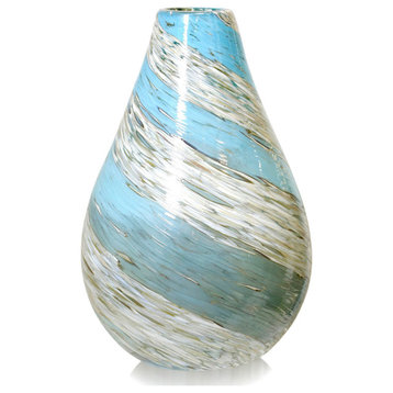Firenze Vase, Beige/Aqua Blue