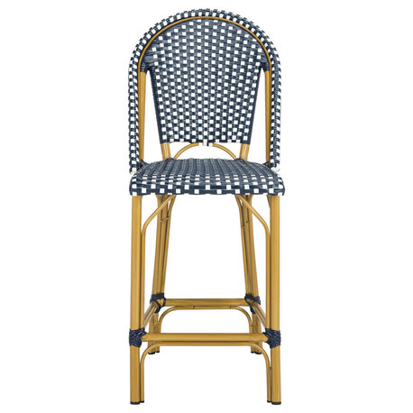 Safavieh Gresley Indoor/Outdoor Stacking French Bistro Counter Stool, Navy