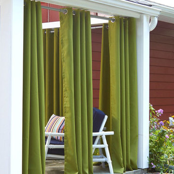 Moss Green Drapes in a Private Patio Area