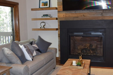 Transitional family room photo in Denver