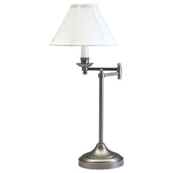 House of Troy CL251 Club 1 Light Swing Arm Table Lamp - Antique Silver / White