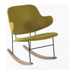 Fosnavag Olive Green Rocker with Walnut Sleighs - Baby Swings And Bouncers