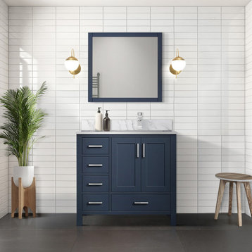 Jacques Vanity 36", Navy Blue, Vanity Cabinet Only, Right Version