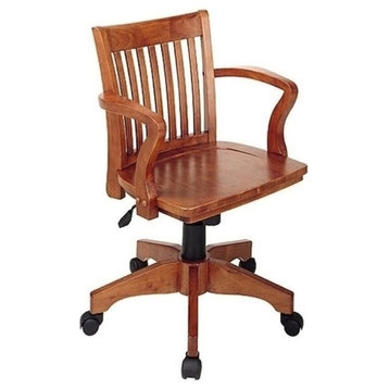 Bowery Hill Traditional Wood Bankers Office Chair in Fruit Brown
