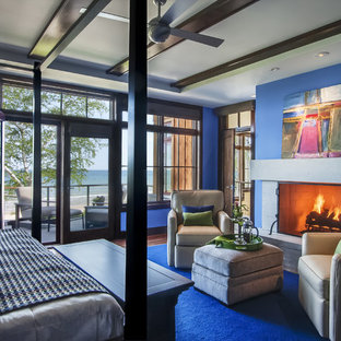 75 Most Popular Rustic Bedroom With Blue Walls Design Ideas