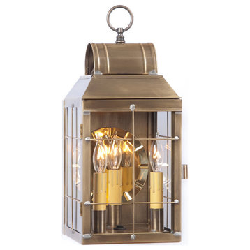 Martha's Wall Lantern, Antiqued Solid Brass