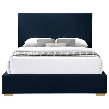 Crosby Linen Upholstered Bed, Navy, Full