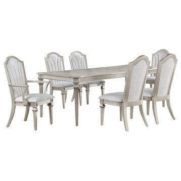 Coaster Evangeline 7-piece Wood Rectangular Dining Table Set in Ivory and Silver