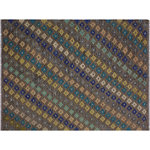 Bareens Designer Rugs - Chic Turkish Kilim Bobby Hand-Woven Wool Rug - 5'10'' x 8'0'' - Elevate the elegance of your home with this stunning hand-woven tribal Kilim wool rug. Meticulously crafted on a loom by the Nomad Turkman people using hand-spun wool and 100% natural vegetable dyes, these rugs are recognized for their repetitive geometric patterns, incorporating naturalistic floral and traditional designs. The contemporary fashion palette results in bold, sharp patterns that are incredibly versatile, as the pattern is the same on both sides. These reversible rugs feature a lighter shade on one side and brighter colors on the other, providing versatility according to preference. These unique rugs are made by knotting short strands of different colors onto the warps and securing them by tightly pressing the wefts. The designs are created by interweaving the various colored wefts and warps. Kilims are known for their exceptional durability and versatility, making them truly unique rugs.  Product Details    Rug Size: 5'10'' x 8'0''  Material: 100% Wool  Style: Kilim, Flat Weave, Dhurrie, Turkish, Southwestern, Rustic, Tribal  Colors: Brown, Tan, Grey, Teal  Weave Type: Hand-Woven, Handmade  Pile Height: Less than 0.25 inch