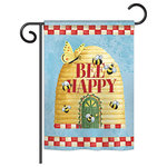 Breeze Decor - Bee Happy Hive Garden Friends, Vertical Garden Flag 13"x18.5" - Bugs & Frogs Garden Flag