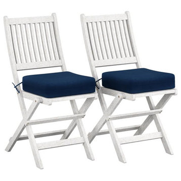 Afuera Living White Washed Wood Outdoor Folding Chairs (Set of 2)