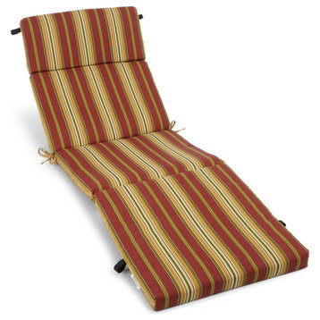 72" Outdoor Chasie Lounge Cushion, Kingsley Stripe Ruby