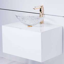 Italian crystal oval vessel sink with polished gold sink faucet combo - Bathroom Fixtures