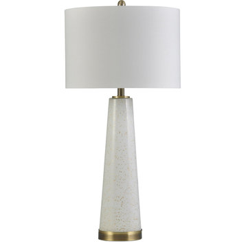Tasia 1 Light Table Lamp, White With Flecks Of Gold/Gold