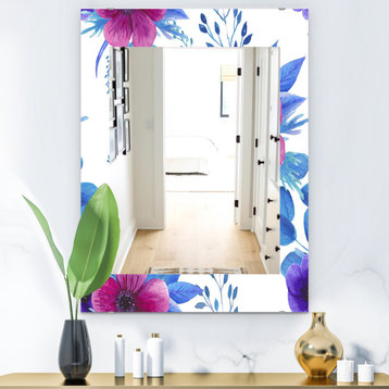 Designart Pink Blossom 45 Traditional Frameless Wall Mirror, 24x32