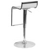 Contemporary Plastic Adjustable Height Barstool With Chrome Drop Frame, White